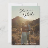 手書きカジュアル名写真の完全保存日付 セーブザデート (正面)