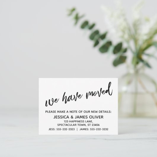 手書きカジュアル引っ越しましたシンプル配布資料カード 名刺 (スタンド正面)