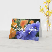 手書きカジュアル感謝パンジー写真 カード (黄色い花)