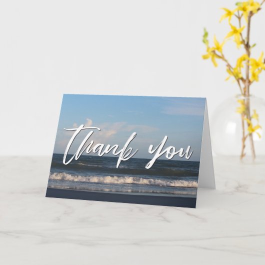 手書きカジュアル感謝夕べ海波 カード (黄色い花)