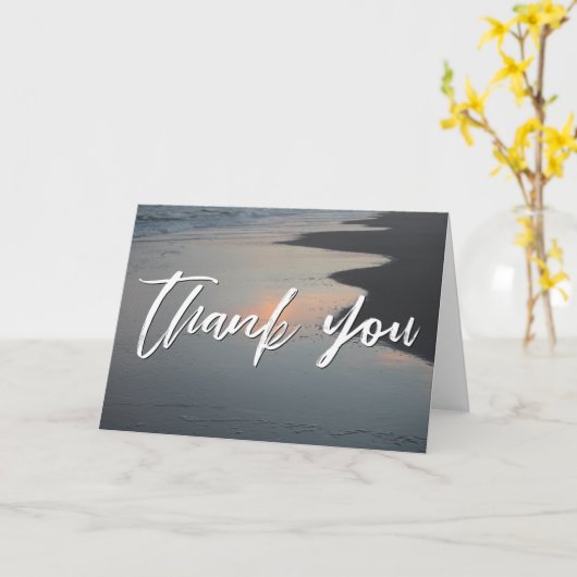 手書きカジュアル感謝夕べTopsailビーチ カード (黄色い花)