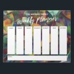 手書きカジュアル抽象芸術週間プランナー ノートパッド<br><div class="desc">この週はっきりした間プランナーは、ヘッダーを除き、すべて編集可能な非常に基本的な要素で設定されている。「週次プランナー」という言葉は描写手書きフォントで書かれていカジュアルて、グラフィックとしてページの先頭に配置されている。[テンプレート]フィールドを使用して、フィット感のある詳細を追加する。背景は私のデジタお洒落ル・アートの中で、金色、ブルゴーニュ感じ、アクア、ブルー、グリーンなど色々な色を使った万華鏡の作品で覆われた。これを自分のグラフィックに置き換えるもしと、もっとパーソナライズする！</div>