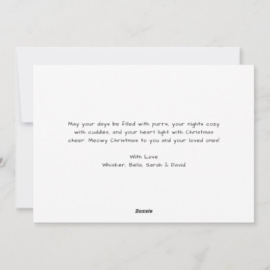 手書きカジュアルMeowy Christmasフォトオーバーレイ シーズンカード (裏面)