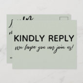 手書きカジュアルSage Greenメニュー選択RSVP ポストカード (正面/裏面)