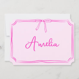 手書きカスタムピンクリボン美学ノートカード 招待状