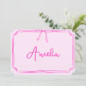 手書きカスタムピンクリボン オリジナルグリーティングカード 招待状 (スタンド正面)