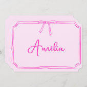 手書きカスタムピンクリボン オリジナルグリーティングカード 招待状 (正面/裏面)