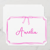 手書きカスタムピンクリボン　美しい名刺 招待状 (正面/裏面)