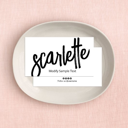 手書きカッコいいはっきりしたブラシスクリプト（白） 名刺