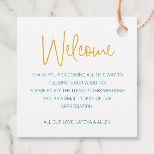 手書きカラフルの結婚ようこそ抱き枕 フェイバータグ (裏面)