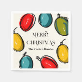 手書きカラフルクリスマスライトスケッチ スタンダードカクテルナプキン (正面)