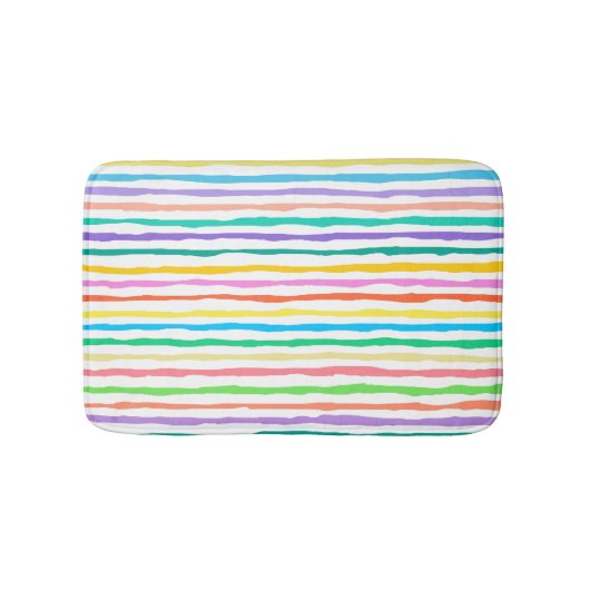 手書きカラフルストライプパターン バスマット (正面)