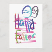 手書きカラフルタイポグラフィハッピーイースター シーズンポストカード (正面)