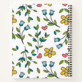 手書きカラフルフローラとハートパターン ノートブック (裏面)