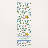 手書きカラフルフローラとハートパターン ヨガマット (正面)