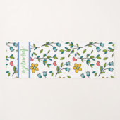 手書きカラフルフローラとハートパターン ヨガマット (正面(横))