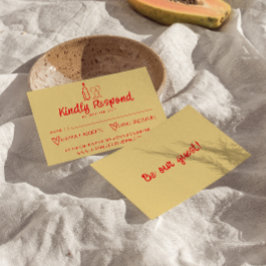 手書きカラフルモダンレトロ予測できな結婚の 出欠カード