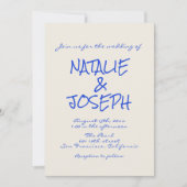 手書きカラフルレトロファンキーなユニークな結婚式 招待状 (正面)