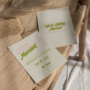 手書きカラフルレトロファンキー結婚の 招待状