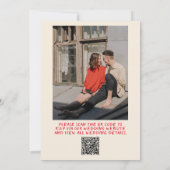 手書きカラフルヴィンテージ写真QRコー結婚ド 招待状 (裏面)