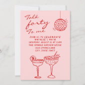 手書きカラフル落書き40thフォト誕生日 招待状 (正面)