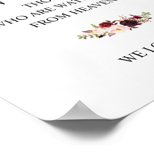 手書きカリグラフィー結婚式追悼テーブルサイン ポスター (角)