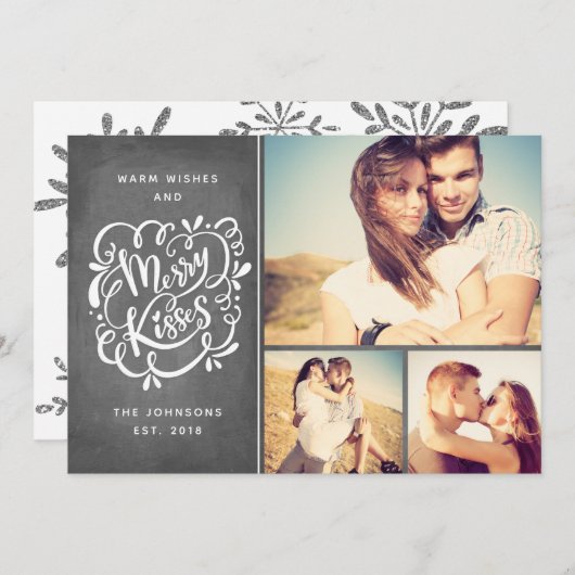 手書きキスメリータイポグラフィクリスマスフォト シーズンカード (正面/裏面)