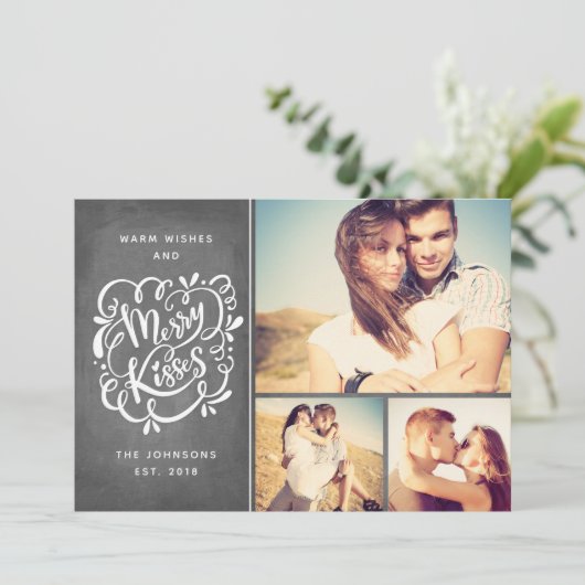 手書きキスメリータイポグラフィクリスマスフォト シーズンカード (スタンド正面)