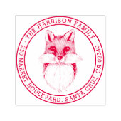 手書きキツネ |ラウンドファミリ名差出人住所 セルフインキングスタンプ (デザイン)