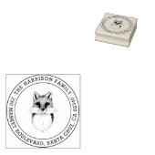 手書きキツネ |ラウンドファミリ名差出人住所 ラバースタンプ (押印)