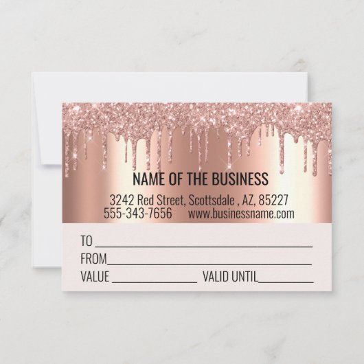 手書きギフト券グリッターバラ金ゴールド (裏面)