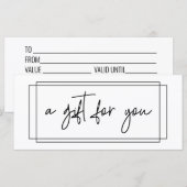 手書きギフト証明書ボックス 現代のスクリプト (正面/裏面)