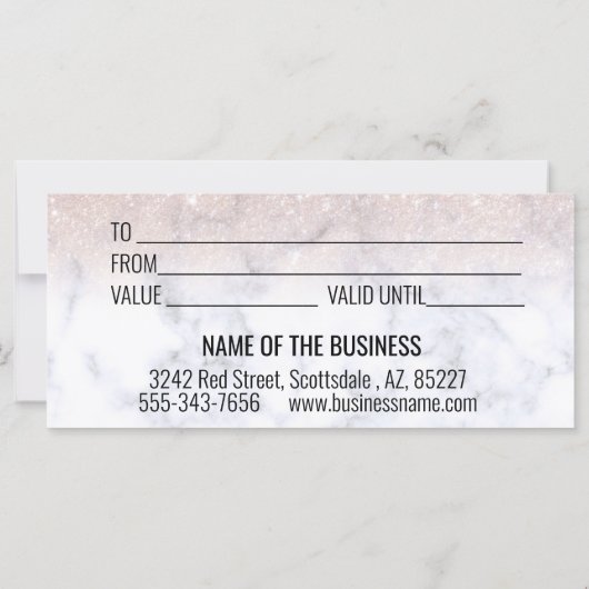 手書きギフト証明書大理石バラ金ゴールド (裏面)