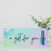 手書きギフト証明書水の色ネイルサロン 招待状 (スタンド正面)