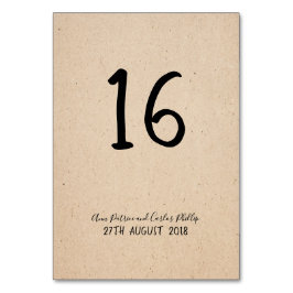 手書きクラシカルのテーブル番号カード テーブルナンバー