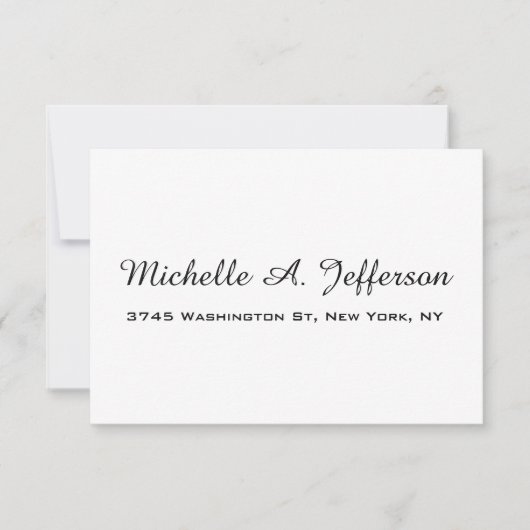 手書きクラシカルクリエイティブトレンディー白 出欠カード (正面)