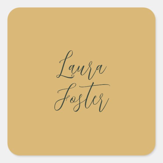 手書きクラシカル名エレガント金ゴールドの色 スクエアシール (正面)