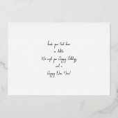 手書きクリスマスまたはホリデーノート写真 – DK 箔招待状 (裏面)