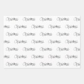 手書きクリスマスインブラックラッピング紙シート ラッピングペーパーシート (正面3)