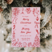 手書きクリスマスカードフォトドールクリスマスピンク シーズンカード