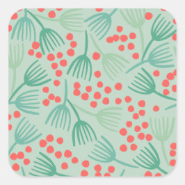 手書きクリスマスツリー常緑松の針 スクエアシール