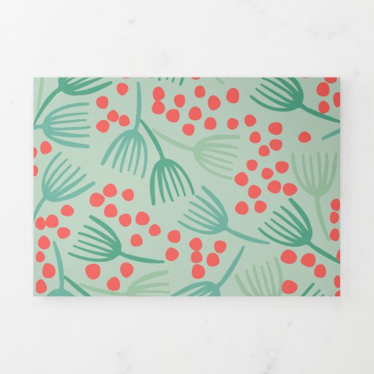 手書きクリスマスツリー常緑松の針 三つ折りクリスマスカード (カバー)