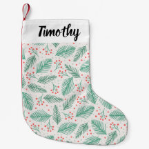 手書きクリスマスパインの枝グリーンレッドホワイト