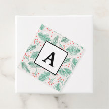 手書きクリスマスパインの枝グリーンレッドホワイト