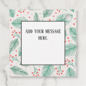 手書きクリスマスパインの枝グリーンレッドホワイト フェイバータグ (裏面)