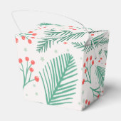 手書きクリスマスパインの枝グリーンレッドホワイト フェイバーボックス (裏面サイド)