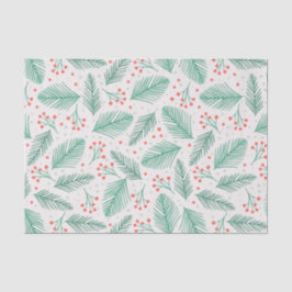 手書きクリスマスパインの枝グリーンレッドホワイト 薄葉紙