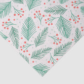 手書きクリスマスパインの枝グリーンレッドホワイト 薄葉紙 (詳細)