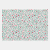 手書きクリスマスホリーベリーレッドグリーンホワイト ラッピングペーパーシート (正面)