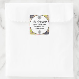 手書きクリスマスポインセチア赤差出人住所 スクエアシール